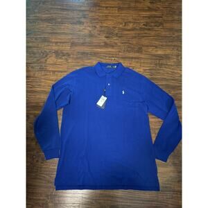 Polo Ralph Lauren Mesh Polo Shirt XLT Big & Tall Long Sleeve Pony Blue NEW